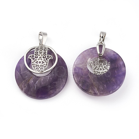 Natural Amethyst Pendants KK-F751-K-A11-1