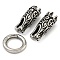 Tibetan Style 304 Stainless Steel Spring Gate Rings, Manual Polishing, Antique Silver, 65.5mm