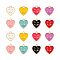 64Pcs 8 Colors Alloy Enamel Pendants, Heart with Smile, Golden, Mixed Color, 13x12x1.5mm, Hole: 1.6mm, 8pcs/color