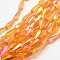 Faceted Rainbow Plated Teardrop Electroplated Glass Beads Strands, Dark Orange, 10x4mm, Hole: 1mm, about 60pcs/strand, 23.6 inch