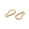 Brass Earring Hooks, with Horizontal Loops, Twist Rope Shape, Real 14K Gold Plated, 17.5x8.5x1.4mm, Hole: 1.4mm, Pin: 0.8mm