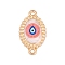 Alloy Blue Enamel Connector Charms, Evil Eye Links, Golden, Oval, 24x13.5x2.5mm, Hole: 1.6mm