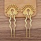 Alloy Hair Fork Findings for Women, Fan, Golden, 47x45mm