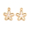 Brass Pave Natural Freshwater Shell Flower Charms, Real 18K Gold Plated, 12x10x2mm, Hole: 1.2mm