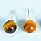 Natural Tiger Eye Studs Earrings, Round, Silver, 20x8mm