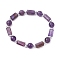 Natural Amethyst Round Beaded Stretch Bracelets, wiht CCB Plastic Beads, Inner Diameter: 2 inch(5.1cm)