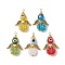 Glass Seed Beads Alloy Pendants, with Evil Eye Lampwork Beads, Angel, Mixed Color, 20x31x10mm, Hole: 1.6mm