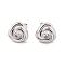 Flower 304 Stainless Steel Rhinestone Stud Earrings for Women, Stainless Steel Color, 9.6x10mm