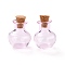 Round Glass Cork Bottles Ornament, Glass Empty Wishing Bottles, DIY Vials for Pendant Decorations, Pink, 1.8x2.3cm