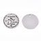 Non-Tarnish 201 Stainless Steel Pendants, Flat Round with Word Papa, Stainless Steel Color, 30x1.5mm, Hole: 2mm