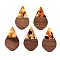 Transparent Resin and Walnut Wood Pendants, Teardrop Charms with Gold Foil, Yellow, 48.5x28x3.5mm, Hole: 2mm