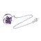 Natural Amethyst Pointed Dowsing Pendulums, with Platinum Brass Findings, Star, 205mm