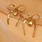 304 Stainless Steel Stud Earrings, Bowknot, Golden, 68.9x36.4mm