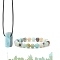 Natural Amazonite Beads Stretch Bracelets & Pendant Necklaces Sets for Men, 7.48 inch(190mm)