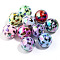 10Pcs UV Plating Colours Acrylic Beads, Printed Straight Hole Round Beads, Mixed Color, 15x15mm, Hole: 3mm