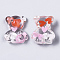 Transparent Resin Cabochons, with Heart Shape Polymer Clay, Bear, Orange Red, 21x18x8mm