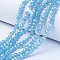 Electroplate Glass Beads Strands, Imitation Jade Beads, Pearl Luster Plated, Faceted, Rondelle, Light Sky Blue, 3.5~3.8x3mm, Hole: 0.4mm, about 113~115pcs/strand, 12.80~12.99 inch(32.5~33cm)