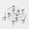 202 Stainless Steel Ball Stud Earring Findings, with 304 Stainless Steel Pins and Loop, Round, Stainless Steel Color, 2mm