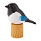 Wooden Birds and Tree Stump Ornaments, for Home Desk Display Decorations, Black, Bird: 45x95x45~50mm, Stump: 37.5x43mm