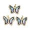 Real 18K Gold Plated Rack Plating Brass Micro Pave Cubic Zirconia Pendants, with Resin, Long-Lasting Plated, Cadmium Free & Lead Free, Butterfly, Light Sky Blue, 21.5x26.5x5mm, Hole: 6x2.7mm