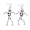 Handmade Seed Beads Dangle Earrings, Halloween Skeleton, White, 84.5~85.5x45~47mm