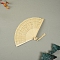 Bamboo Folding Fan with Tassel, for Party Wedding Dancing Decoration, Old Lace, 180x340mm