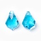 Faceted Glass Pendants, Leaf, Deep Sky Blue, 16x11x6mm, Hole: 1.5mm