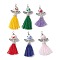 Porcelain Beaded with Polycotton Tassel Big Pendants, Angel, Mixed Color, 54.5x34x10.5mm, Hole: 2.5mm