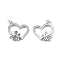 Brass Micro Pave Cubic Zirconia Pendants, with Jump Ring, Heart with Butterfly Charm, Platinum, 21x21x3mm, Hole: 3.5mm