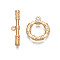 Brass Toggle Clasps, Nickel Free, Ring, Real 18K Gold Plated, Ring: 15x13x2.5mm, Bar: 21.5x5x2.5mm, Hole: 1.2mm