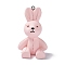 Opaque PVC Plastic Big Pendants, with Gunmetal Tone Iron Loops, Rabbit Charms, Pink, Rabbit Pattern, 59.5x38x38mm, Hole: 2.2mm