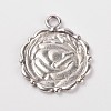 Flower Alloy Pendant Cabochon Settings and Half Round/Dome Clear Glass Cabochons DIY-X0221-AS-FF-5