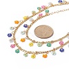 Glass Braided Flower Charm Bracelet & Necklace SJEW-JS01273-6