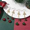 2Pairs 2 Colors Christmas Theme Brass Bell & Bowknot Dangle Earrings EJEW-JE05824-2