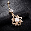 Brass Cubic Zirconia and Pearl Navel Ring AJEW-EE0004-05-1