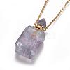 Natural Fluorite Openable Perfume Bottle Pendant Necklaces G-K295-B-G-3