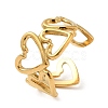 304 Stainless Steel Hollow Heart Open Cuff Rings for Valentine's Day RJEW-D012-03G-1