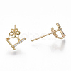 Brass Micro Pave Cubic Zirconia Earring Findings KK-S356-050G-NF-3