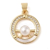 Brass & Shell & Clear Cubic Zirconia Pendants KK-I712-16G-1