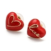 Heart & Word Love Enamel Asymmetrical Earrings EJEW-Z018-02A-2