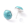 Gemstone Dome/Half Round Stud Earrings for Women EJEW-JE04801-4