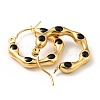 Ion Plating(IP) 304 Stainless Steel Hexagon Hoop Earrings with Enamel for Women EJEW-G293-17D-G-3