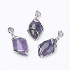 Natural Amethyst Pendants X-G-E423-05P-1