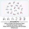 DICOSMETIC 24Pcs 6 Styles 304 Stainless Steel Enamel Connector Charms STAS-DC0010-36-4