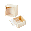 Unfinished Wood Storage Gift Box with Visible Acrylic Slide Lid FIND-WH0420-51-8