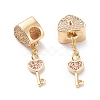Brass Micro Pave Cubic Zirconia European Dangle Charms MPDL-P005-03G-3