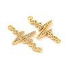 Brass Micro Pave Clear Cubic Zirconia Connector Charms KK-U017-01B-G-2