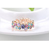 Real 18K Rose Gold Plated Alloy Czech Rhinestone Wide Band Finger Rings RJEW-AA00348-7#-RG-2