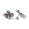 Natural Amethyst Bee Stud Earrings EJEW-C016-01AS-06-3