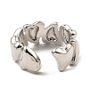 Rack Plating Brass Heart Open Cuff Rings for Women RJEW-G294-05P-3